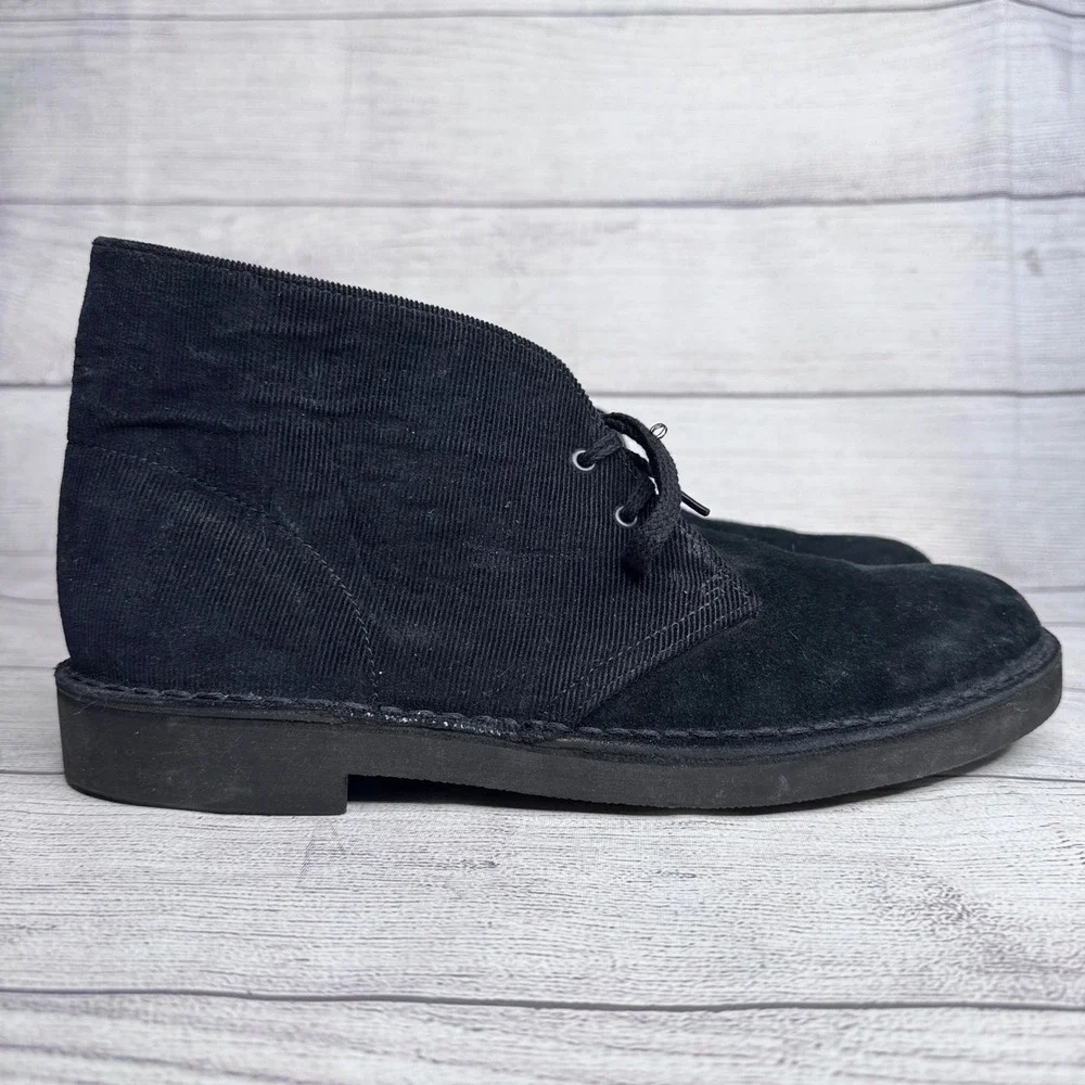 Clarks Mens Black Suede Corduroy Desert Chukka Boots 261396547090 Size 10 M